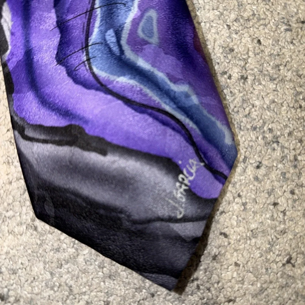 J Garcia 100% Silk Tie Liquid Torso Watercolor Collection Artist Proof 9 Blue
